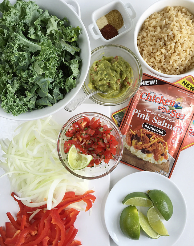 barbecue salmon burrito bowl