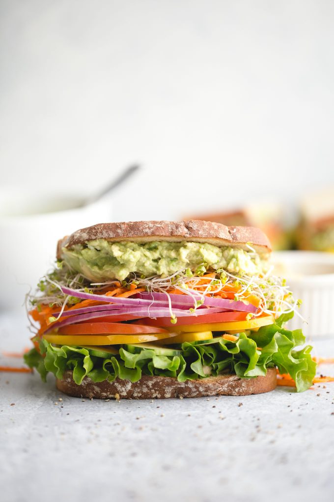 The Best and Easiest Veggie Sandwich - with hummus, avocado, and all the healthy, fresh veggies you like!
