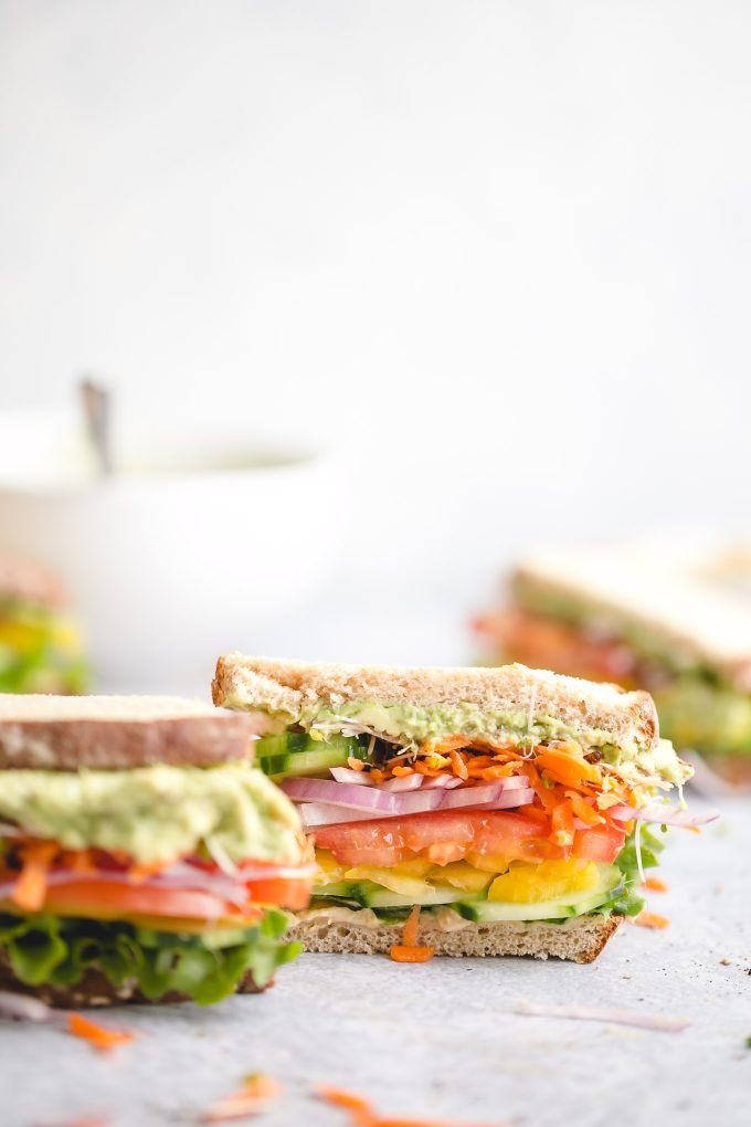 The Best and Easiest Veggie Sandwich - with hummus, avocado, and all the healthy, fresh veggies you like!