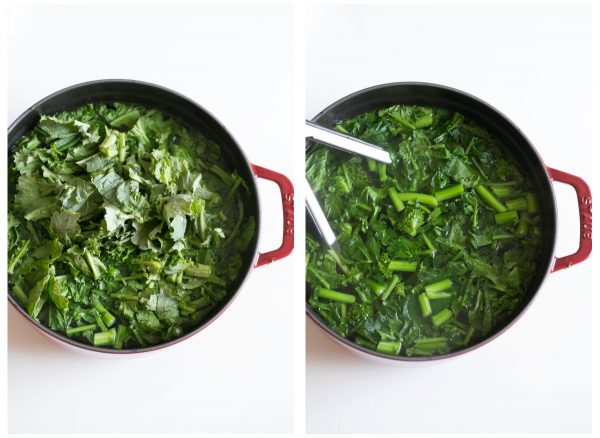 Blanch broccoli rabe to remove the bitterness