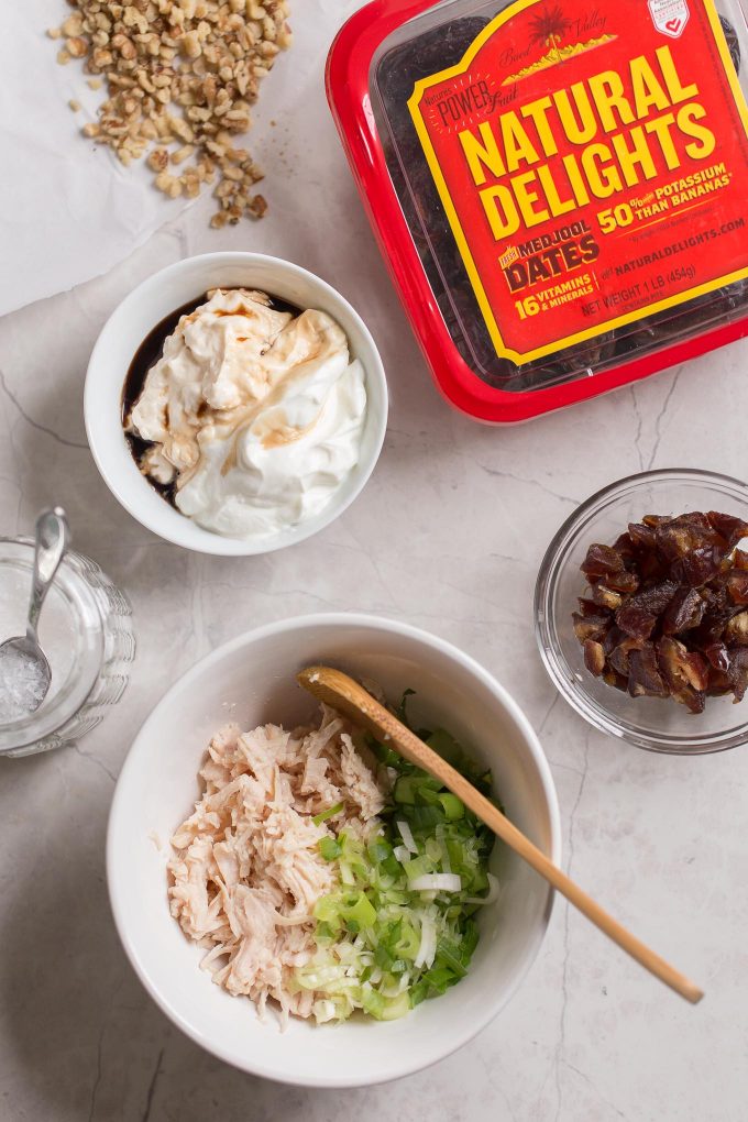 Creamy Chicken Salad Dip with Walnuts and Medjool Dates 