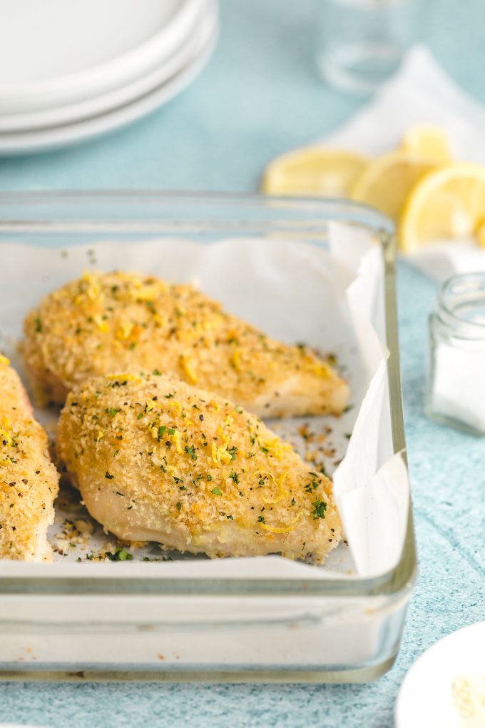 Easy Baked Chicken with Basil Mayo and Breadcrumbs
