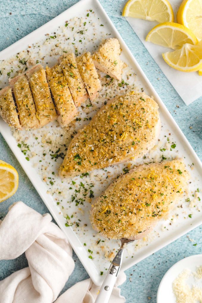 Easy Baked Chicken with Basil Mayo and Breadcrumbs
