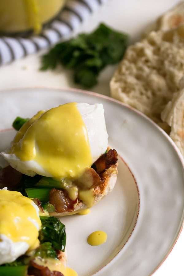 Eggs Benedict with Easy Blender Hollandaise Sauce and Broccoli Rabe Recipe