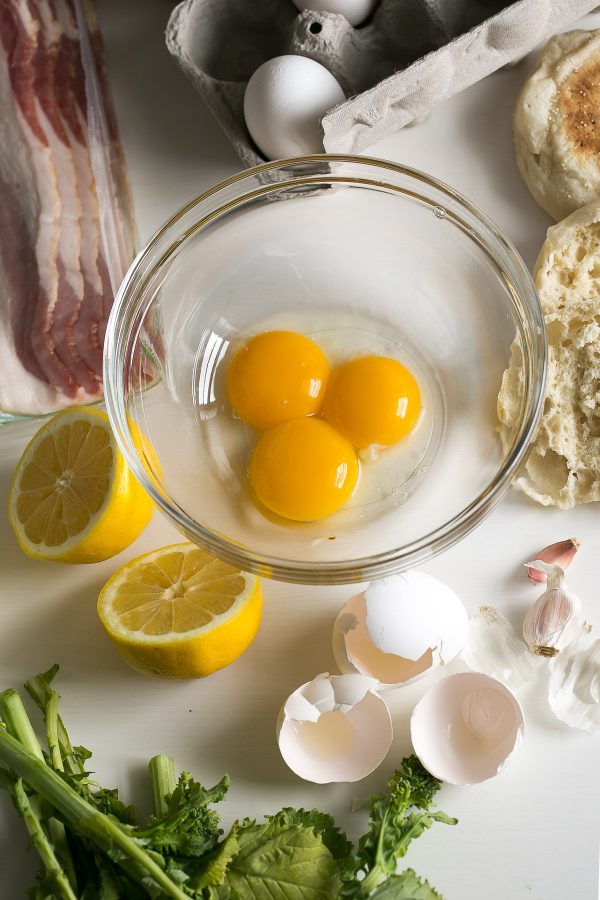 Eggs Benedict with Easy Hollandaise Sauce and Broccoli Rabe Recipe