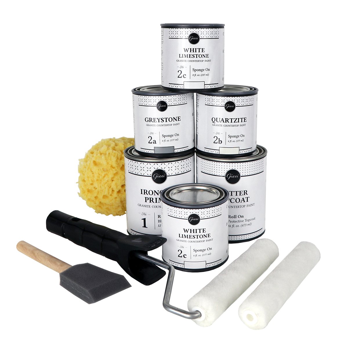 what comes in the Giani White Diamond Countertop Paint Kit