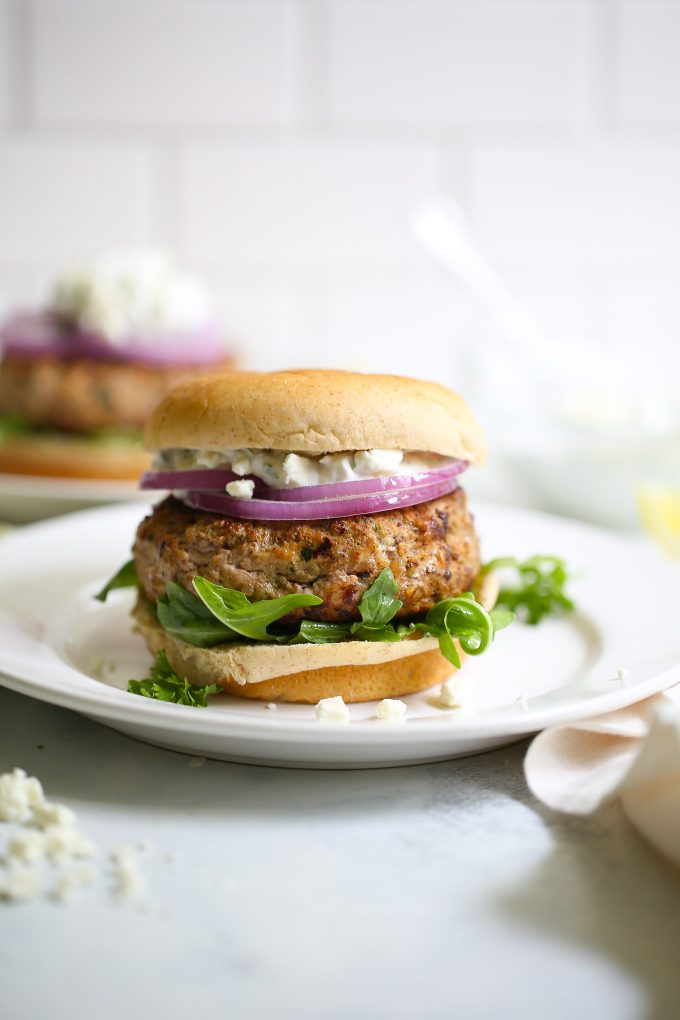 Greek Turkey Burgers with Feta Tzatziki Sauce