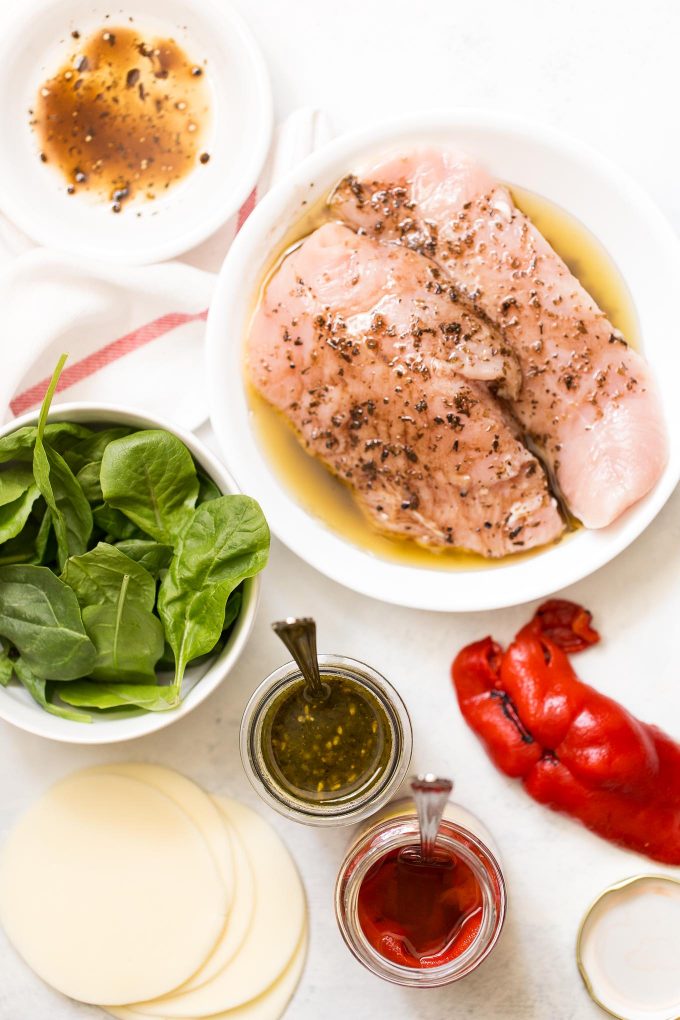 Grilled Stuffed Turkey Breasts with Spinach, Roasted Red Peppers, and Provolone Cheese