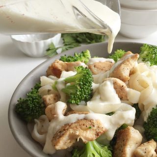Healthy Chicken Broccoli Fettuccine Alfredo - Chicken, broccoli, and fettuccine with a deliciously creamy and light alfredo sauce recipe (377 calories)! Everyone loves this classic comfort food makeover!