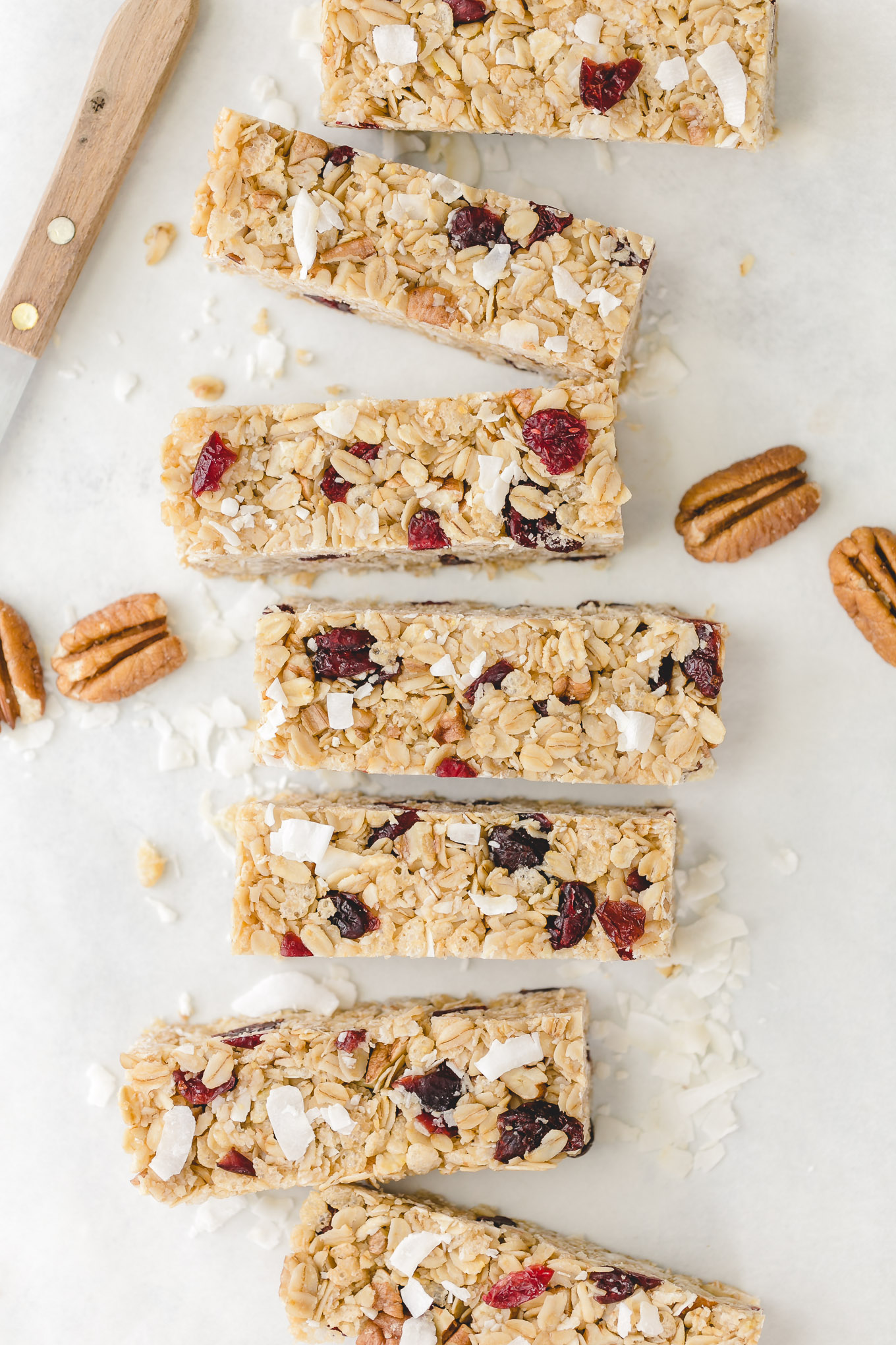 chewy granola bars recipe with coconut pecans and cranberries
