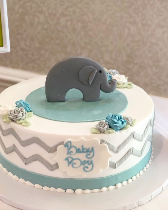 baby boy elephant baby shower cake