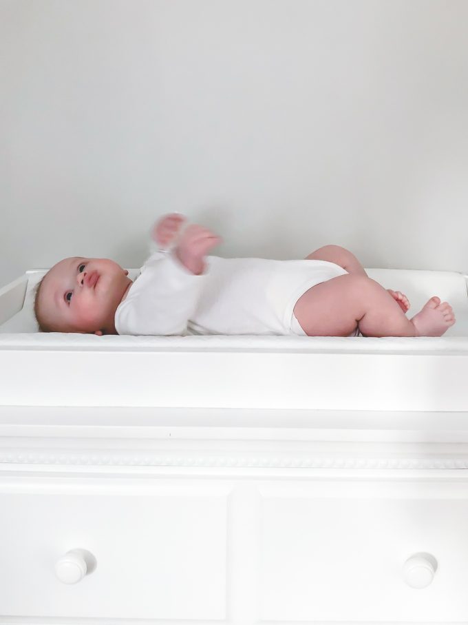 James on the changing table