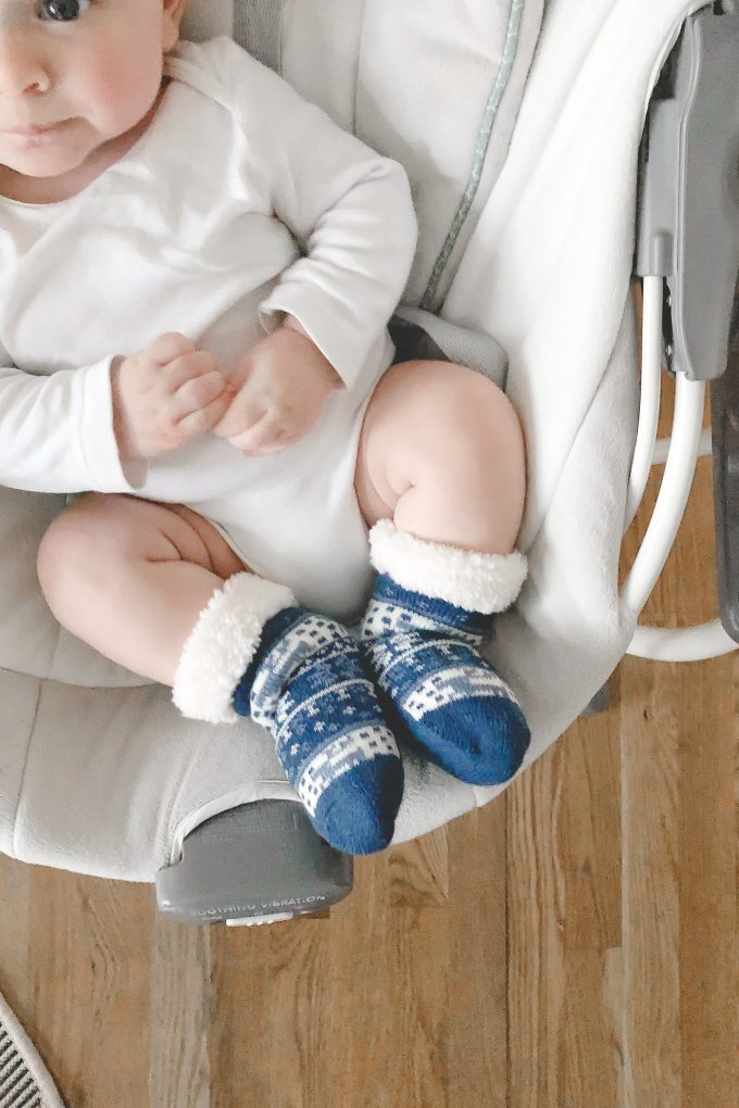 James in warm booties