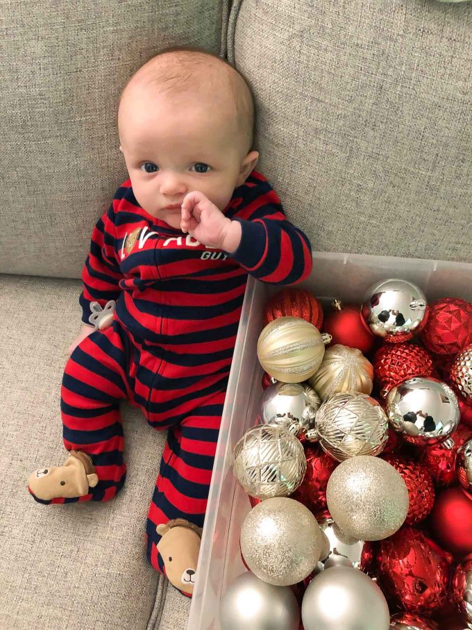 James with a box of ornaments