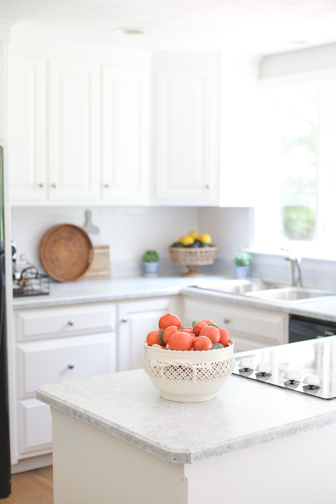 kitchen with painted countertops