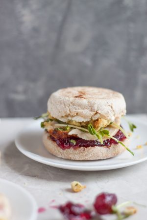 Lighter Thanksgiving Leftover Sandwich with Turkey, Stuffing, and Cranberry Sauce Recipe