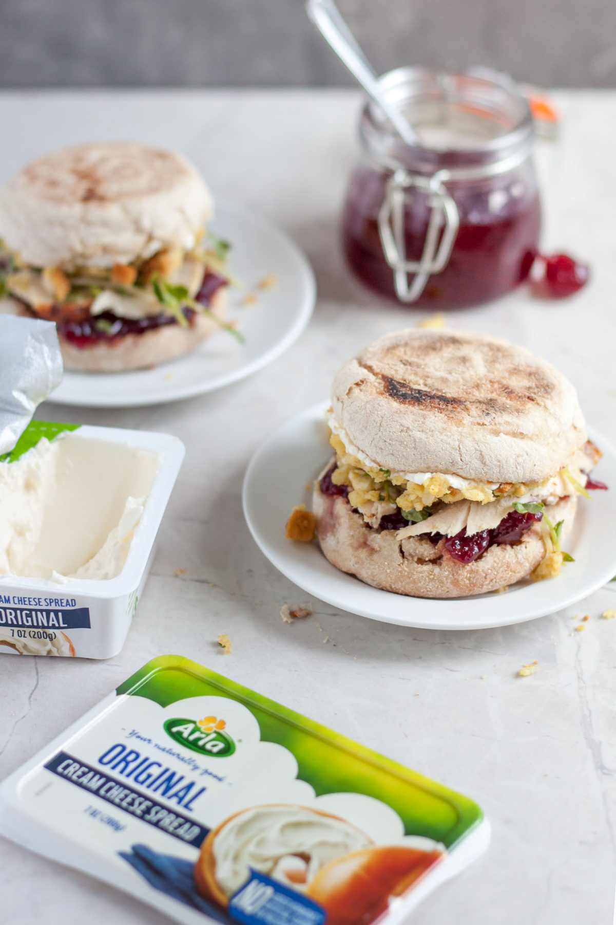 Lighter Thanksgiving Leftover Sandwich with Turkey, Stuffing, and Cranberry Sauce Recipe