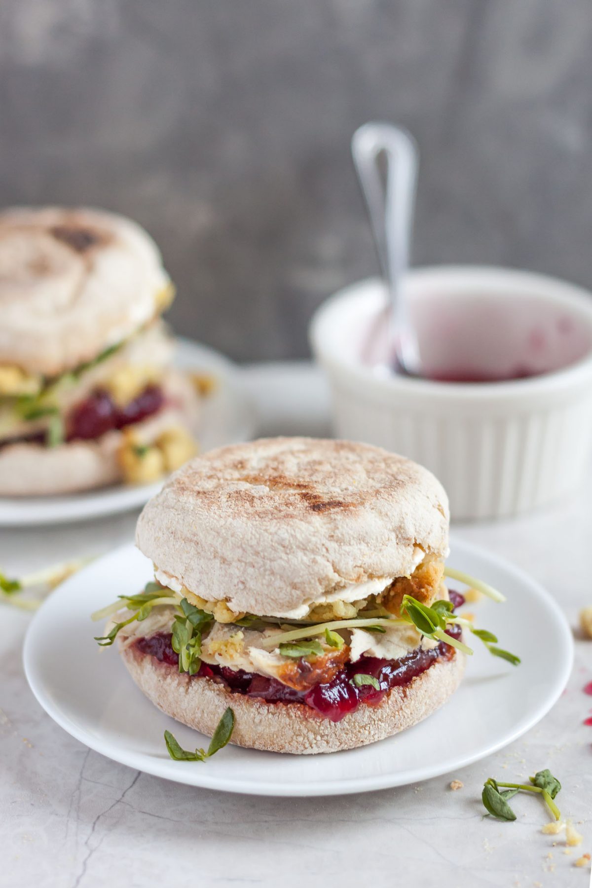 Lighter Thanksgiving Leftover Sandwich with Turkey, Stuffing, and Cranberry Sauce Recipe