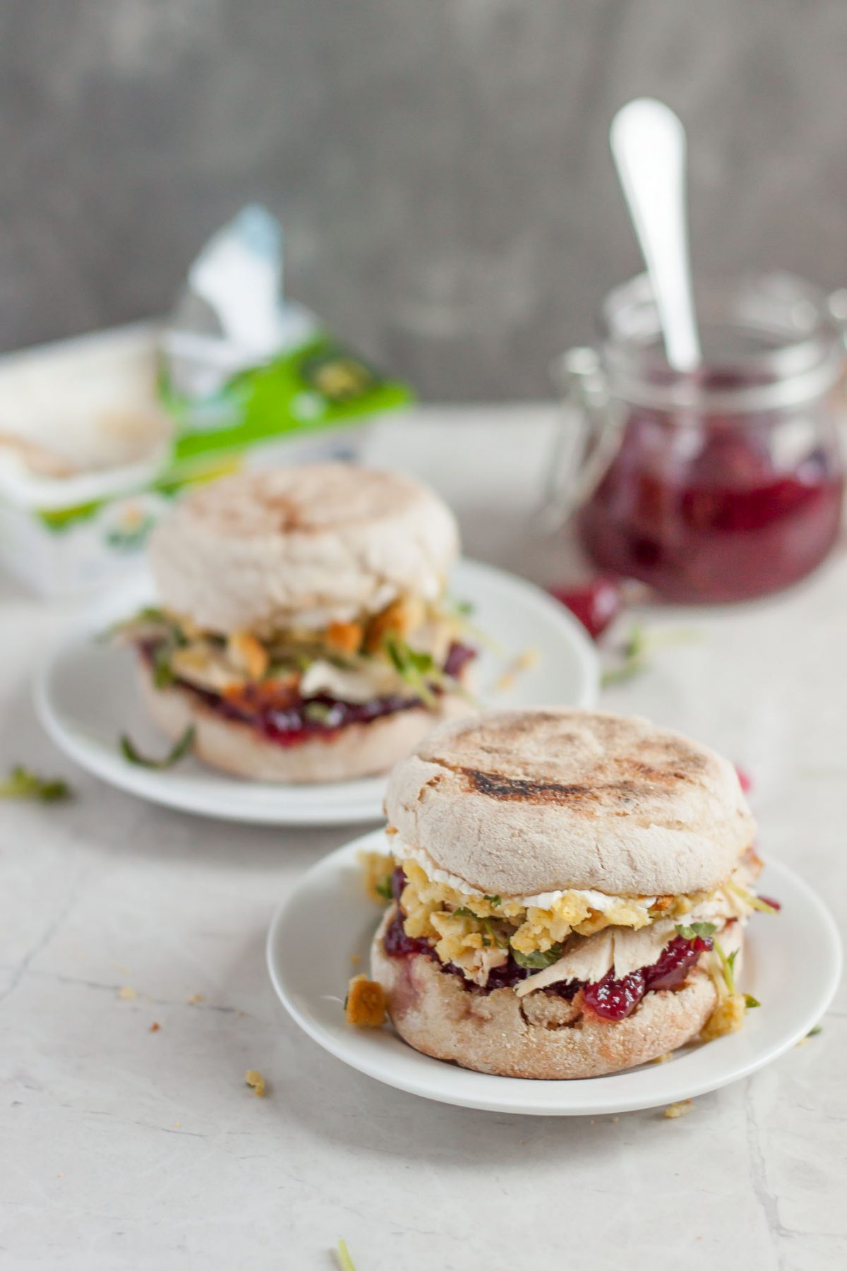 Lighter Thanksgiving Leftover Sandwich with Turkey, Stuffing, and Cranberry Sauce Recipe