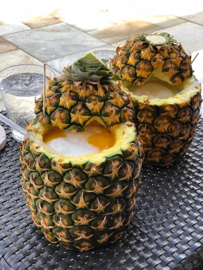 pina coladas in pineapples