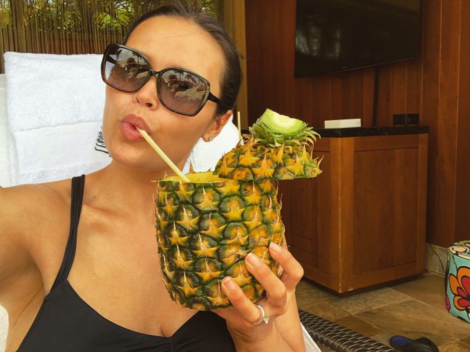 drinking a pina colada at four seasons maui