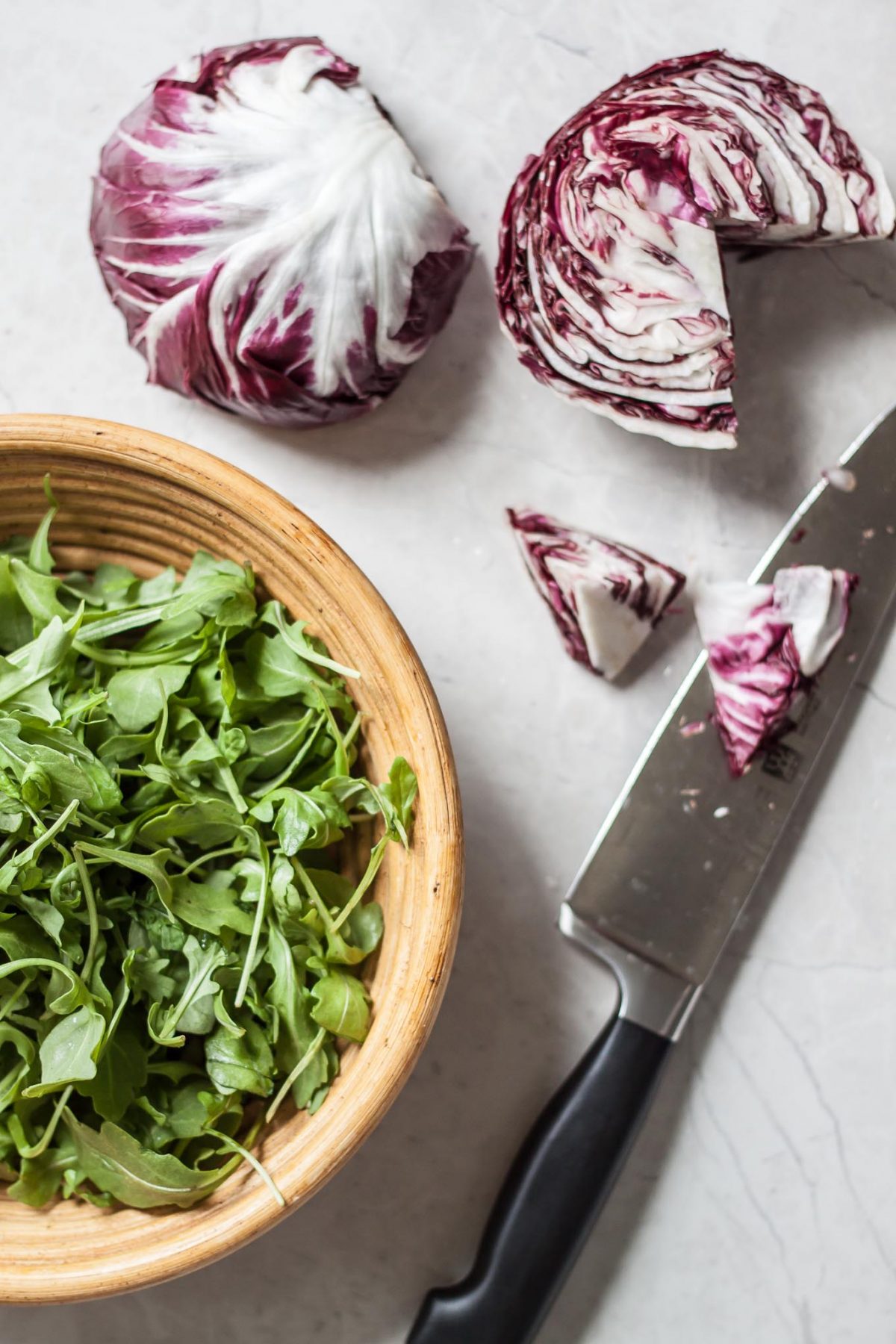 Parmesan Crusted Chicken Caprese Salad Recipe - A spruced up caprese salad made with arugula, radicchio, mozzarella, tomatoes, and crispy chicken cutlets breaded with almond meal and Parmesan!