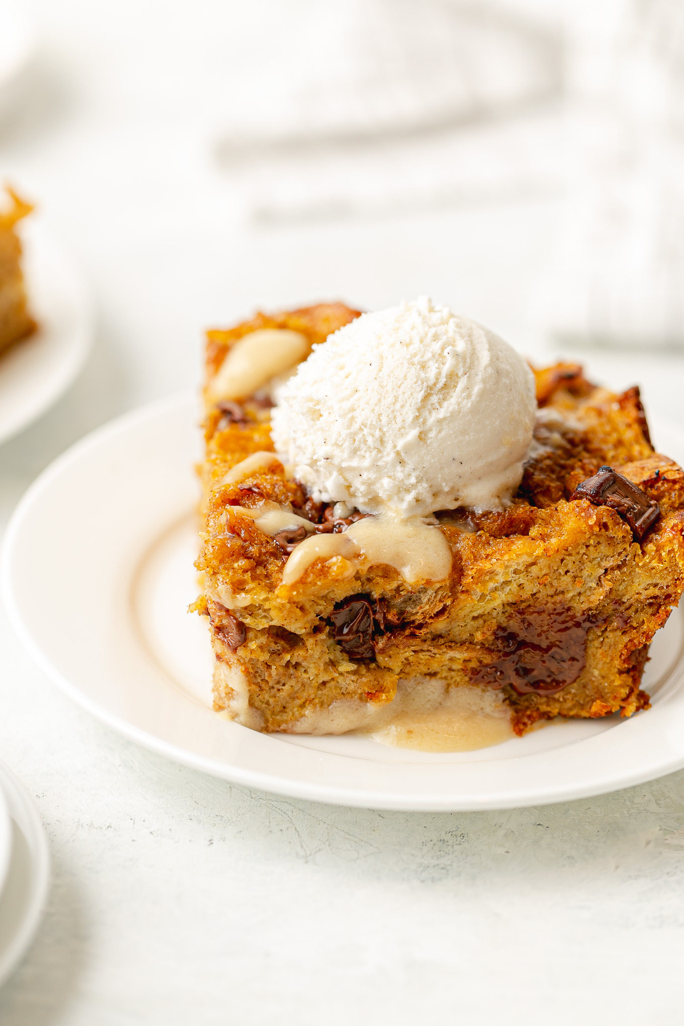 Pumpkin Eggnog Bread Pudding with Chocolate Chips