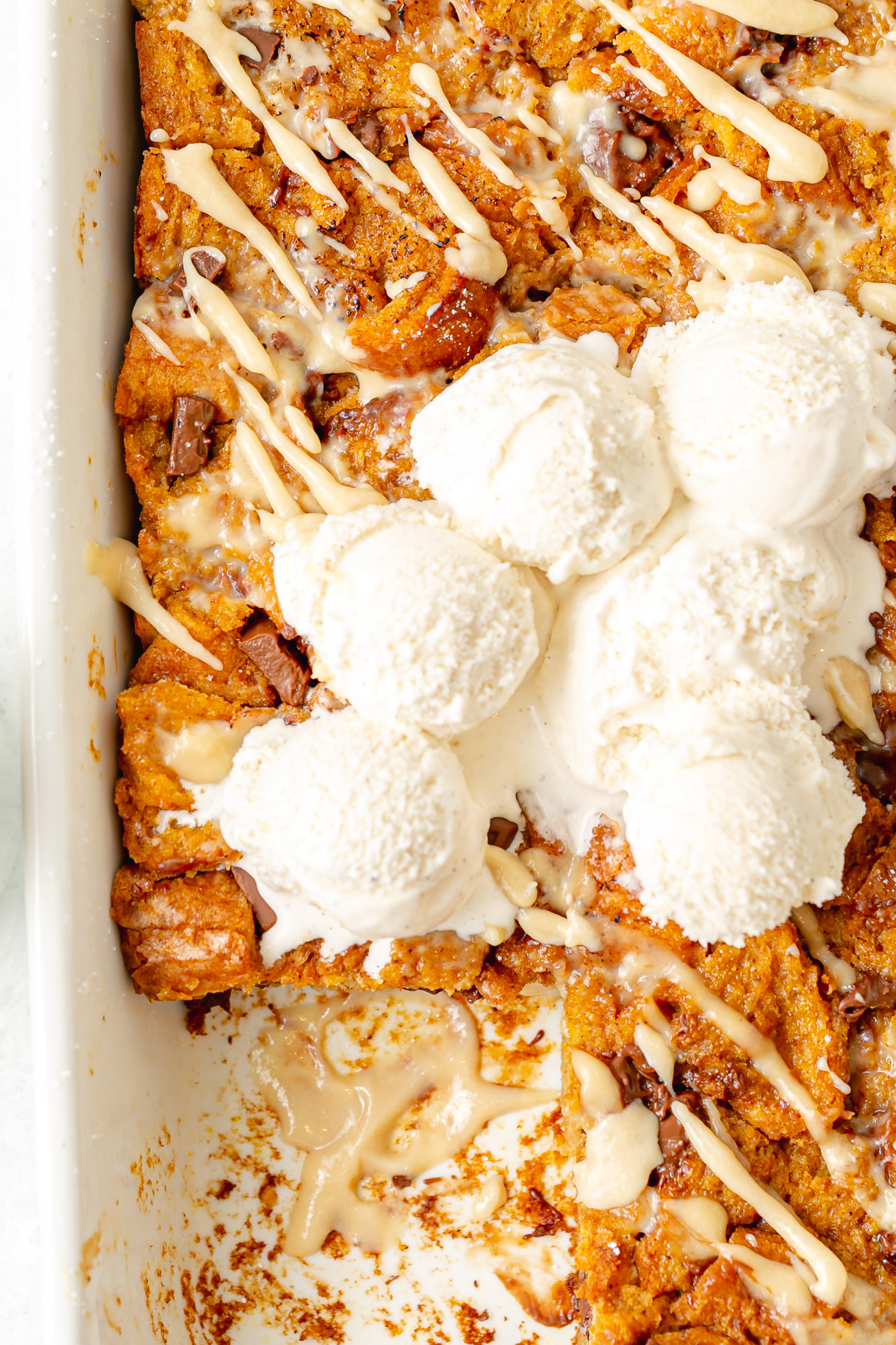 Pumpkin Eggnog Bread Pudding with Chocolate Chips