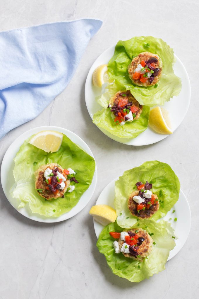 Salmon Cakes with Roasted Red Peppers and Feta