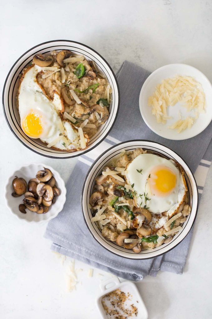 Savory Oatmeal with Mushrooms, Spinach, and Thyme