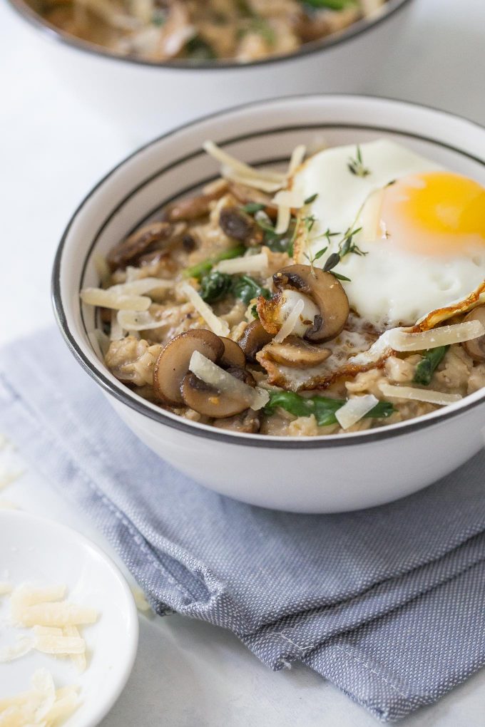 Savory Oatmeal with Mushrooms, Spinach, and Thyme