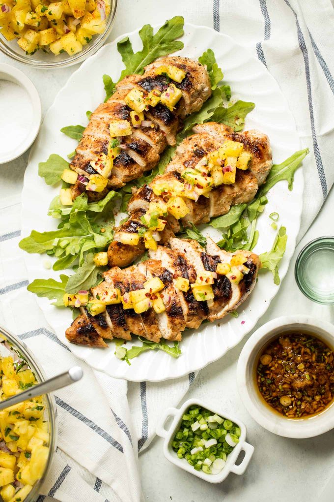 Sesame Ginger Grilled Chicken with Pineapple Salsa 