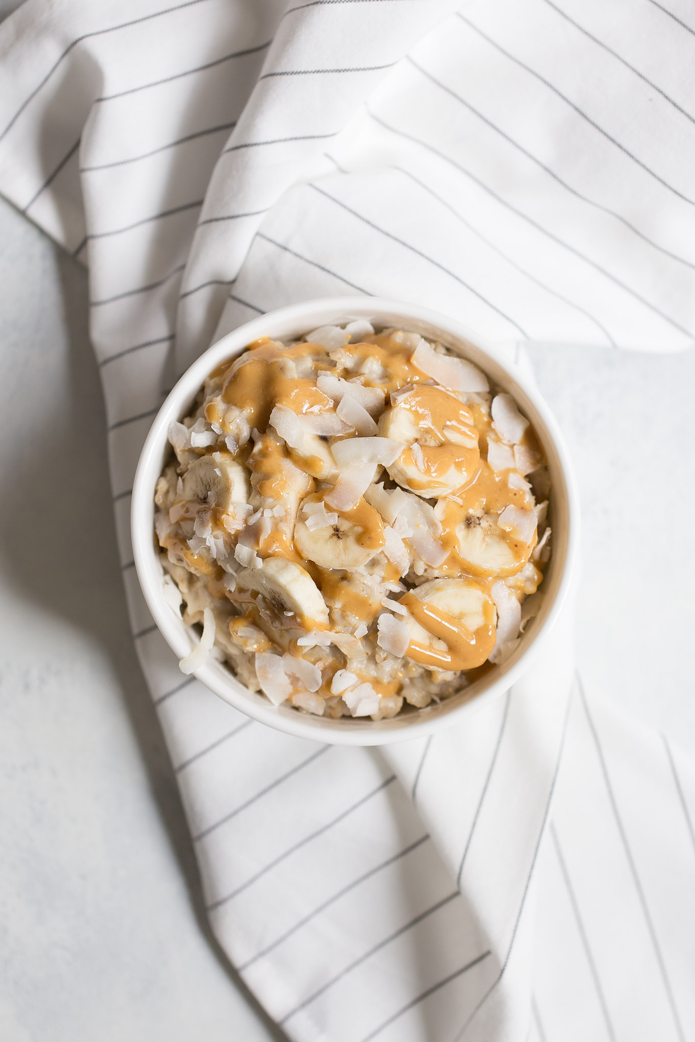 Slow Cooker Banana Oatmeal with Peanut Butter and Coconut