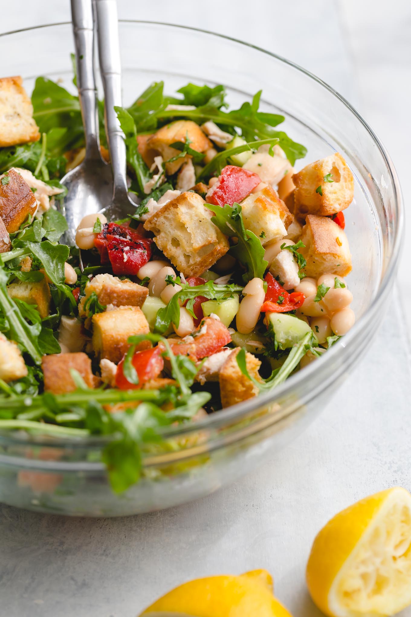 Sourdough Panzanella with Roasted Red Peppers and White Beans  