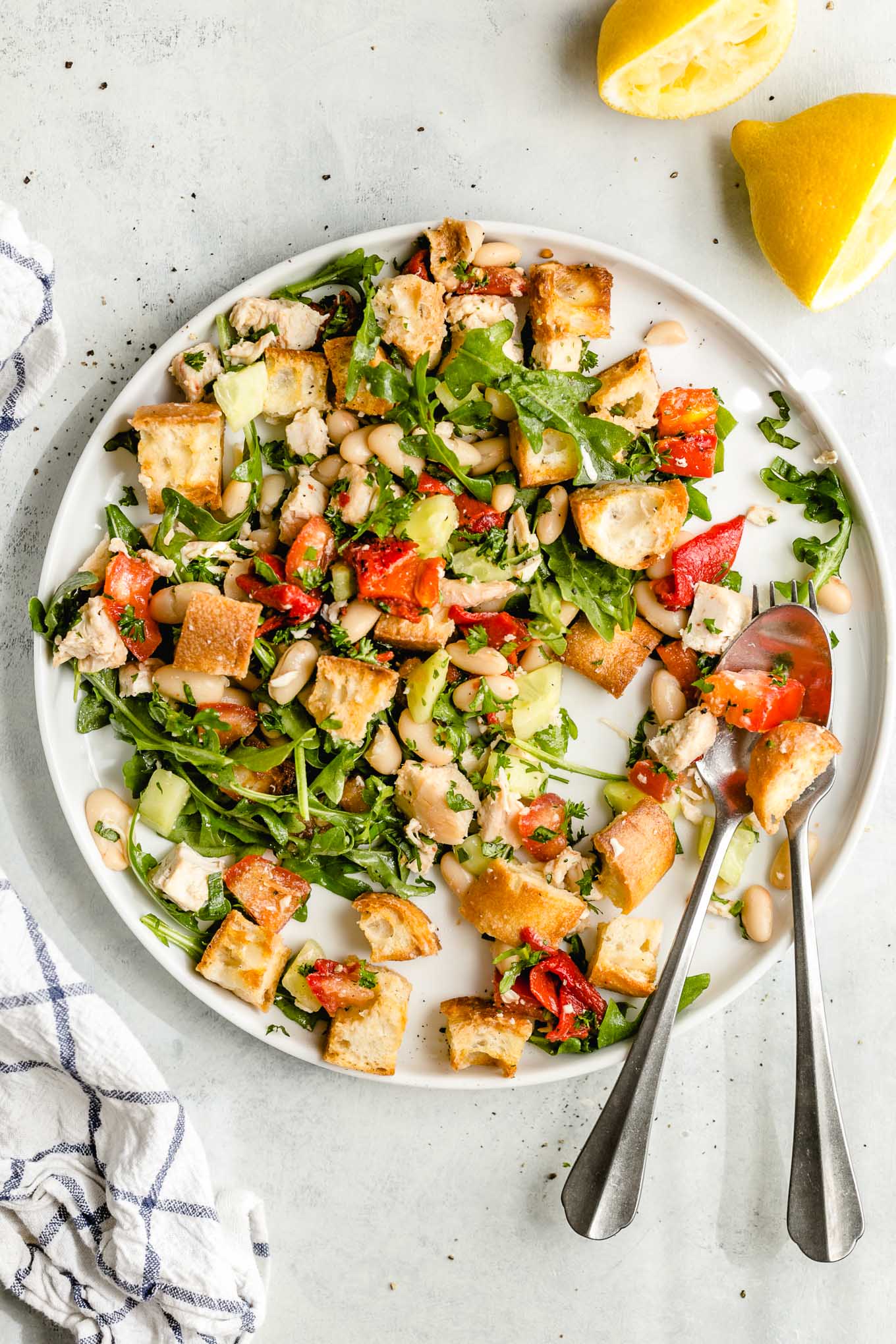 Sourdough Panzanella with Roasted Red Peppers and White Beans  