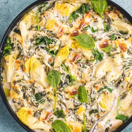 baked chicken with spinach and artichokes