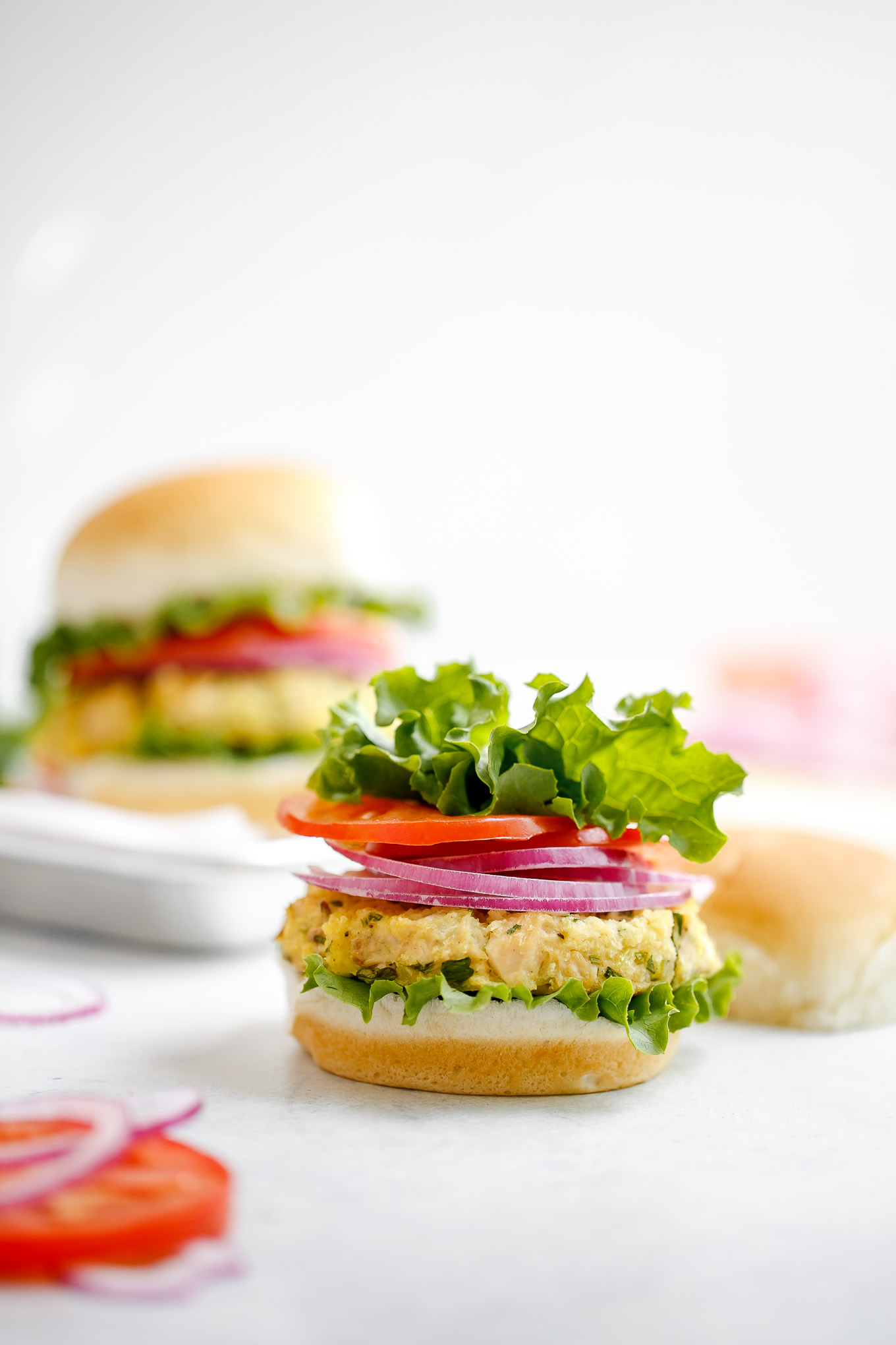 Lemon Garlic Tuna Burgers Made with Canned Tuna