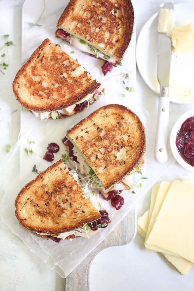 Turkey Melts with Cranberry Sauce and Sprouts