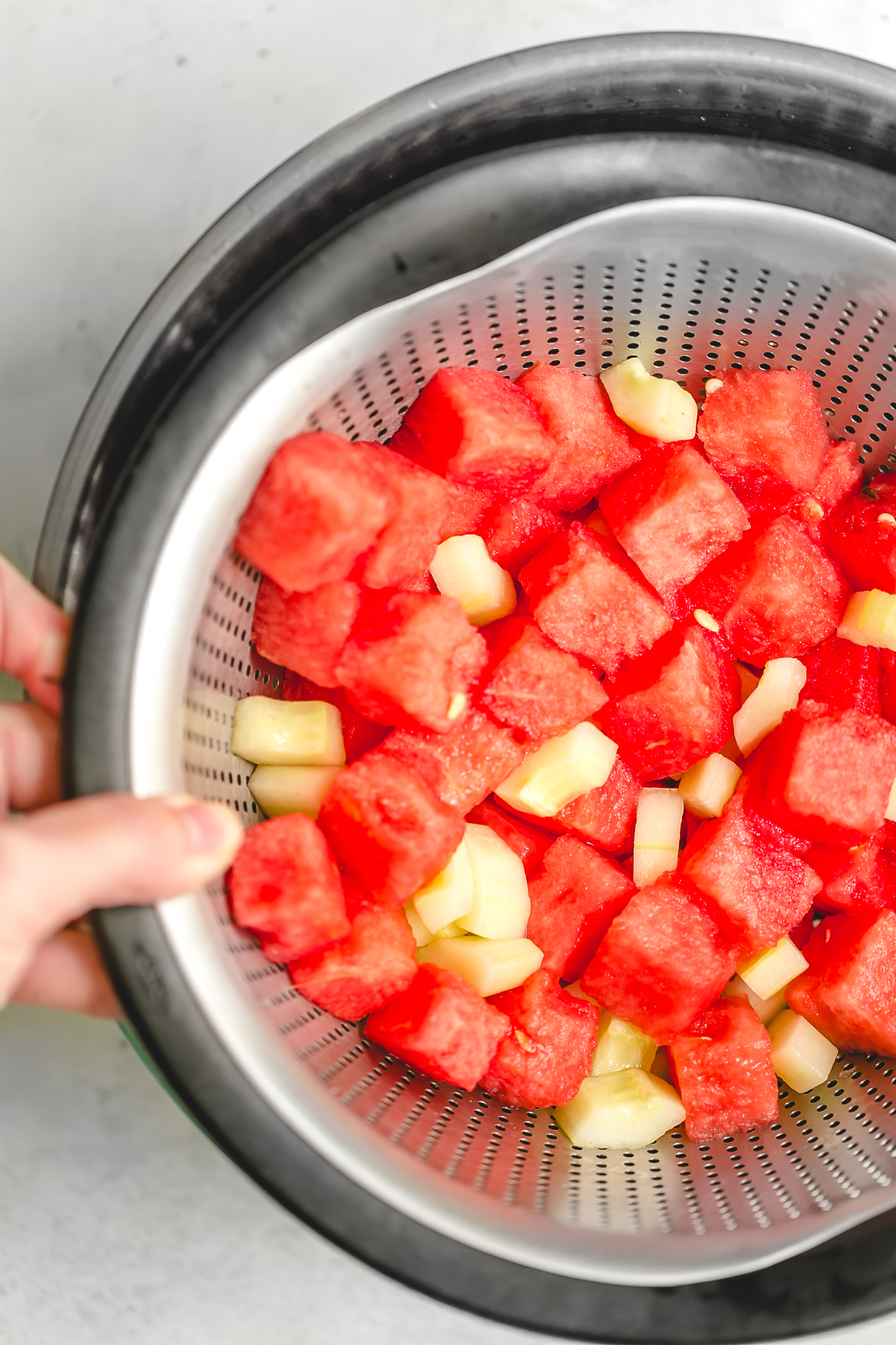 Watermelon in a colander 