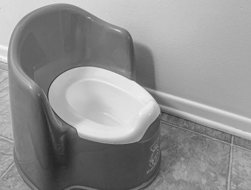 black and white potty