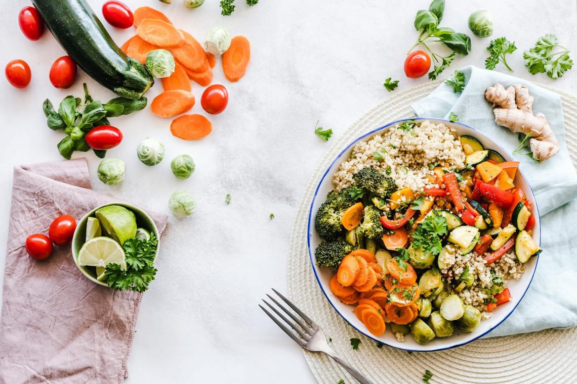 Variety of vegetables on the table and the salad